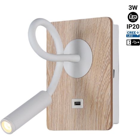 Applique da parete flessibile con porta USB "LONDON USB" - Chip