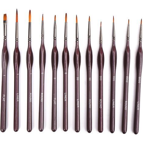 12 Pcs Pinceaux Fins Pinceaux Peinture Professionnels Pinceaux Miniatures pour Acrylique Huile (1/5)