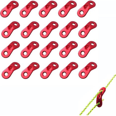 Corda di trazione in lega di alluminio da 20 pezzi, regolatore della corda di trazione, corda per tenda (rossa)