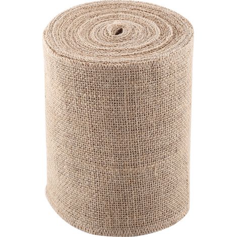 Chemin de table en toile de jute rustique de 10 m, ruban pour nœuds et compositions florales (15 cm) (1/5)