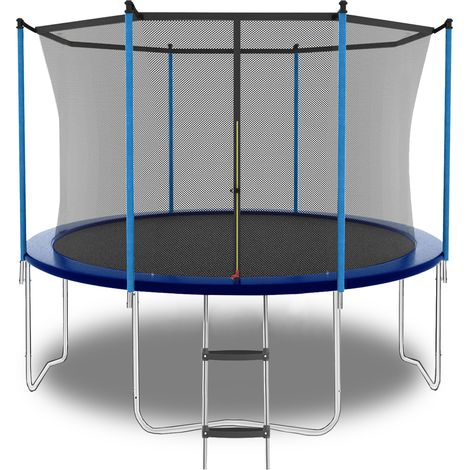 8FT Outdoor-Trampolin blau mit Sicherheitsnetz und Leiter, Tragkraft 181 kg (1/5)