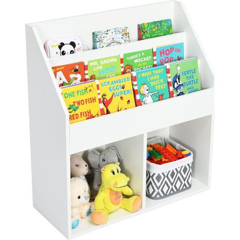 GOPLUS Bibliothèque Enfants,étagère à Livres avec Casiers Ouverts,70x30x80CM pour Jardin d’Enfants,Chambre d’Enfants,Blanc (1/5)