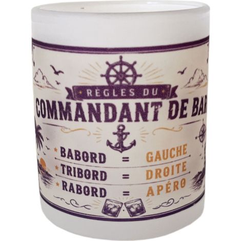 Verre imprimé commandant de bar apéro 280 ml cadeau marin (1/3)