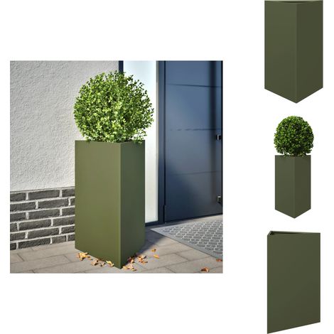 Jardinière vert olive triangulaire 50x43x75 cm acier - Jardinière - Jardinières - Jardinière D'extérieur - Jardinière De Patio (1/5)