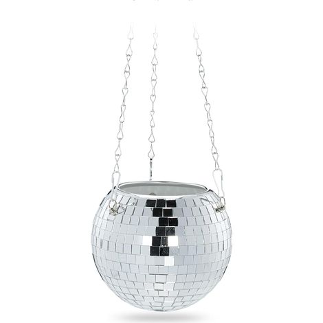 plantenpot, hangpot voor binnen, glas, H x Ø: 13 x 15 cm, hangende bloempot, zilver