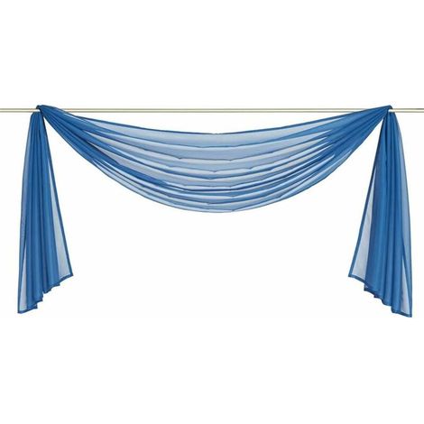 Lot de 1 cantonnière en voile transparent - Pour chambre à coucher, salon, mariage - Bleu TV - 140 x 300 cm-Ensoleillé (1/4)