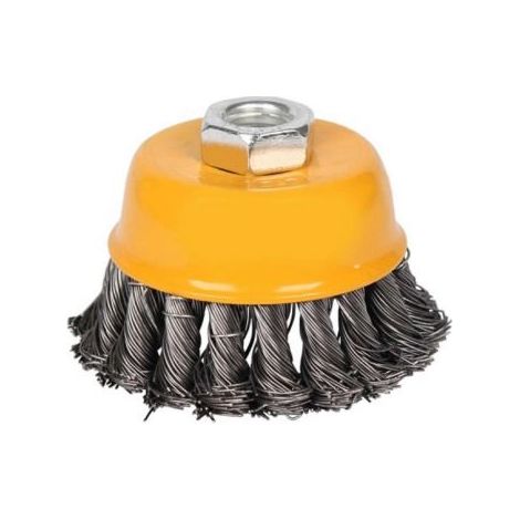 SPAZZOLA A TAZZA CON FILI DI ACCIAIO INTRECCIATI 75 mm PER SMERIGLIATRICE