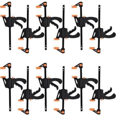10 Pièces Serres-joints à Une Main ,Pince de Table à cliquet, Pince de serrage à Dégagement Rapide Rapide à Cliquet à Libération, Clamp Barre de Fixation pour Bois, Collier Serrage Plastique (1/4)