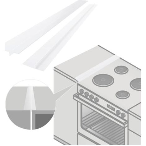Paquet de 2 couvercles de joint de comptoir de cuisine en silicone, longueur de remplissage 53 cm, scellage entre la cuisinière et le four (Blanc) (1/5)