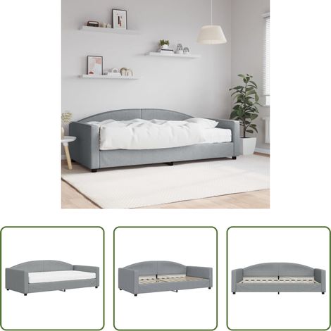vidaXL Canapé transformable - Lit de jour avec matelas gris clair 100x200 cm tissu (1/5)