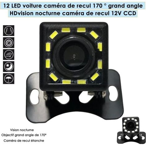 Caméra de recul filaire HD universelle pour voiture, objectif grand angle 170 degrés, 12 LED, étanche, vision nocturne, assistance au recul (1/5)