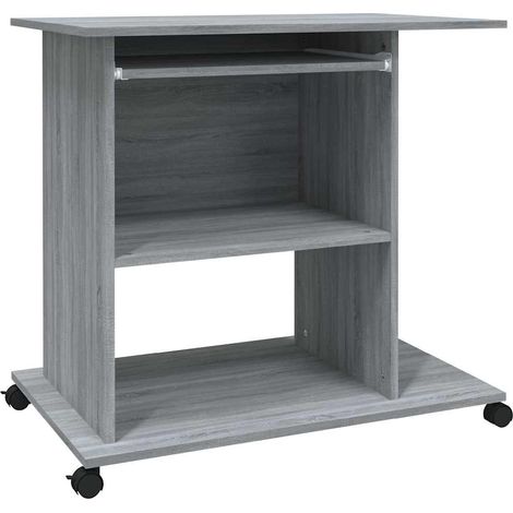 vidaXL Escritorio de madera contrachapada gris Sonoma 80x50x75 cm (1/2)