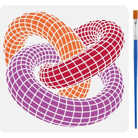 Pochoir de Peinture de Nœud Infini 3D Grille avec Pinceau, 30x30cm Pochoir Art Linéaire Géométrique Pochoirs Plastique Réutilisables pour Peinture sur Bois Mur Toile Tissu Scrapbooking (1/5)