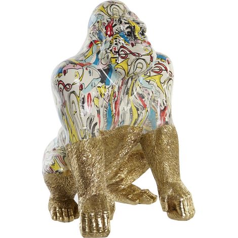Statue gorille doré éclat de couleurs en résine - Doré multicolore pétillant (1/4)