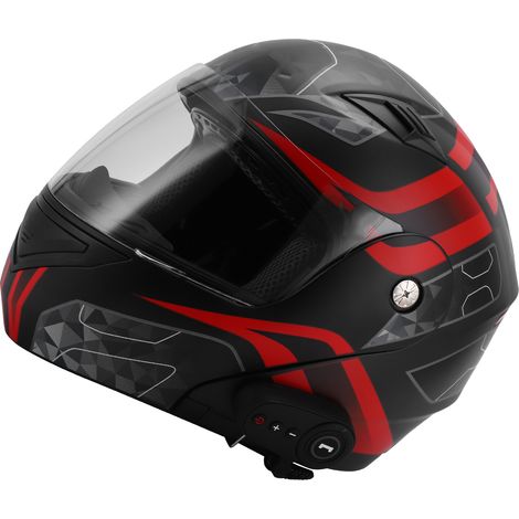 Casque de moto Bluetooth relevable avec double visière anti-buée, radio FM mains libres et batterie intégrée de 1200 mAh (L) (1/5)