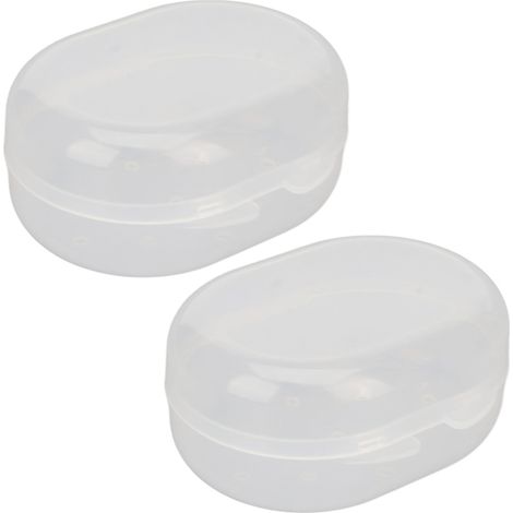 Boîte de rangement pour 2 bouchons d'oreille de natation avec fermeture à boucle, trous d'aération, étui de transport transparent (1/5)