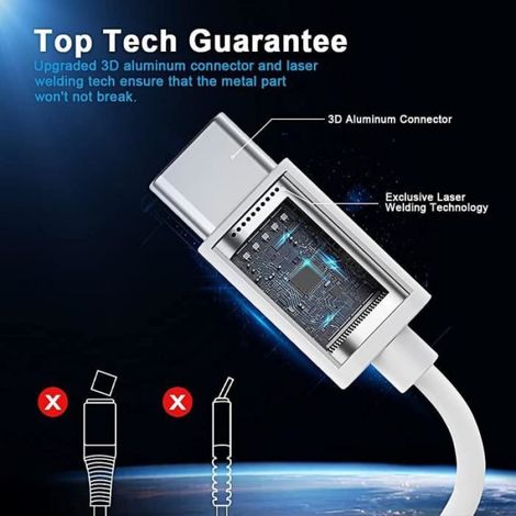 Câble USB C Vers USB C - 2 M - 100 W - 20 V 5 A - Charge Rapide PD - Compatible Ordinateurs Portables Et Smartphones - 1 Pièce (1/4)