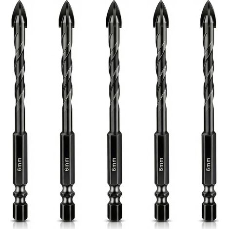 Foret Carrelage 6mm 5 Pièces Carbure Tungstène, Diamant Carrelage Queue Hexagonale (1/5)