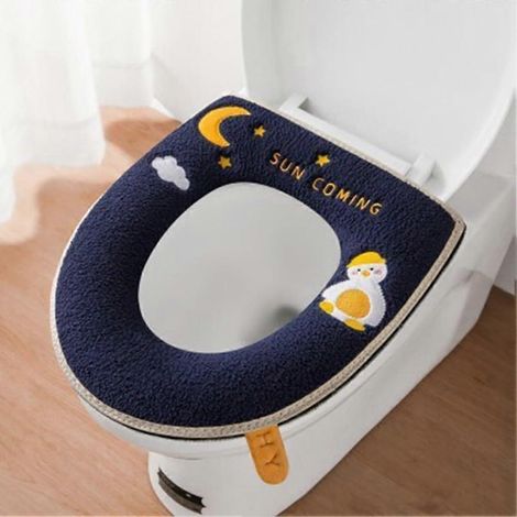 Chauffe-siège de toilette imperméable en fibre de cuir avec poignée pour sièges de toilette en forme de U, lavable et réutilisable, modèle F (1/5)