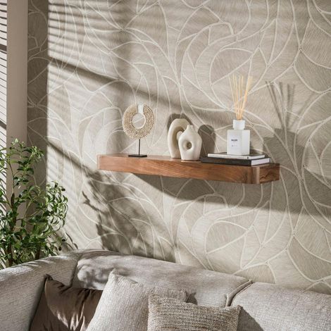 Etagère murale bois foncé plateau épais 100 cm NAKO (1/4)
