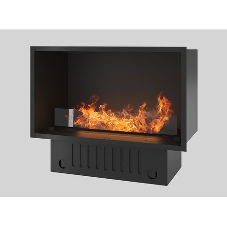 Camino a Vapore Elettrico da Incasso 80x45(64,8)x40 cm Invapo Inside con Ricarica Automatica e LED RGB Nero