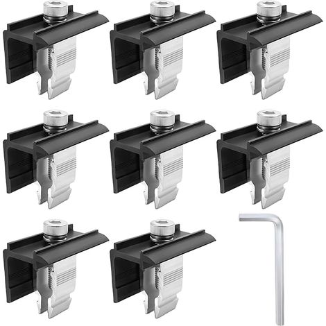 Solar Panel Mounting 8 Pieces Aluminium Solar Panel Bracket Kit 30mm with Nuts and Bolt for Photovoltaic Camping Car Roof Wall Modulhöhe 30mm-45mm (1/5)