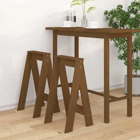Lot de 2 Tabourets Moderne - Tabourets de bar Chaises de bar Marron miel 40x40x75 cm Bois massif de pin BV226739 - BonneVie (1/5)