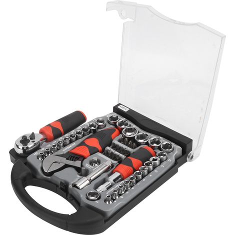 Coffret de 45 clés à douille, cliquet multifonction, tournevis, embouts, manuel d'utilisation, quincaillerie 21805