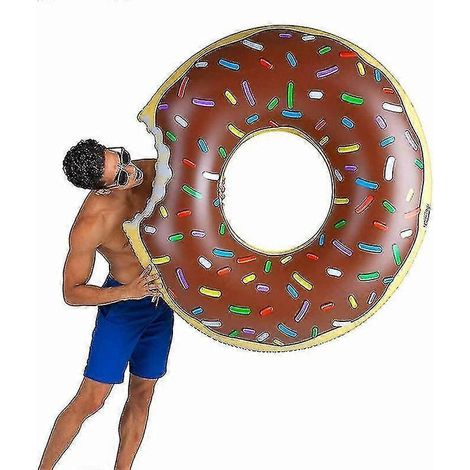Bouée gonflable géante en forme de donut, 120 cm, en PVC, idéale pour les piscines, les plages et les fêtes aquatiques pour adultes. (1/5)