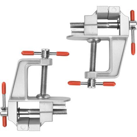 2 Pcs Adjustable Mini Vise, Bench Vise, Aluminum Alloy Table Vise, Mini Table Vise, Woodworking Vise, for Hobby Table Craft Jewelry (Silver) (1/5)