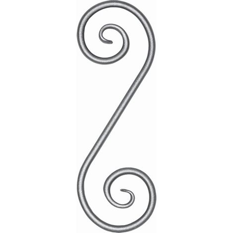 Volute en S finition patte d'oie - Hauteur 360mm Largeur 130mm rond Ø12mm - Fer forgé - À souder - DECO FER FORGE (1/5)