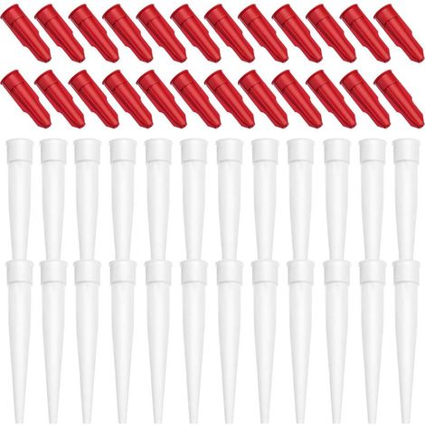 Lntyq 24 Pièces Ensemble de Bouchons de Buses de Calfeutrage, Embouts de Cartouche Embout Cartouche Silicone,Bouchons De Calfeutrage Outil D'Étanchéité,Embout Silicone,Joint Silicone(24 Blanches,24 Ro (1/5)