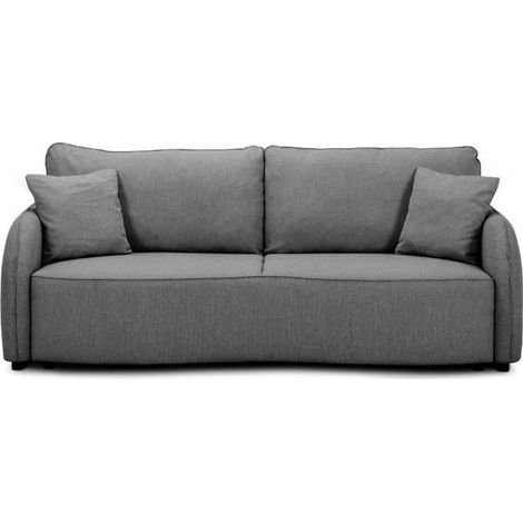 Canapé convertible 3 places en tissu anthracite – Coffre de rangement 170L – Dimensions L215 x H89 x P100 cm – Couchage 135 x 187 cm (1/5)