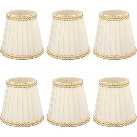 Paralume cilindrico di piccole dimensioni, con chiusura a clip, realizzato in tessuto, adatto a lampadari, lampadine e accessori di illuminazione. (1/4)