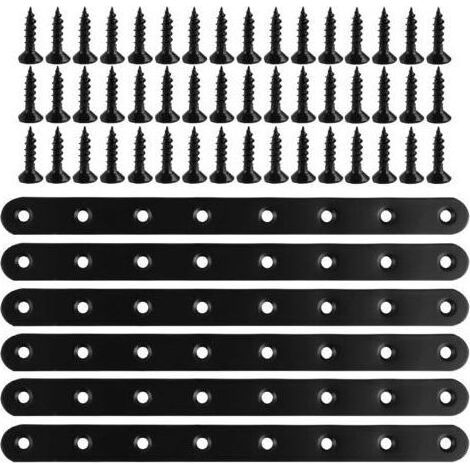6 Pcs Plaque Perforée Noire Connecteurs plats Support de Plaque Perforée 244 x 20 x 3mm Plaque Fixation Metal Équerre Plate de Fixation Équerres Plates Support pour la Fixation de Meubles (1/5)