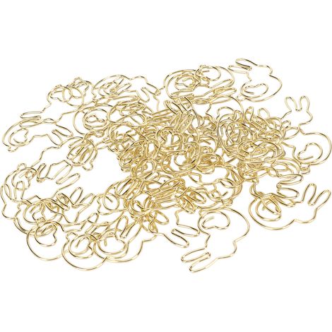 50 Stück hasenförmige Büroklammern, kreative, niedliche Cartoon-Tiermotive, goldene Seitenmarkierer, Aktenklammern zur Dokumentenklassifizierung (1/5)