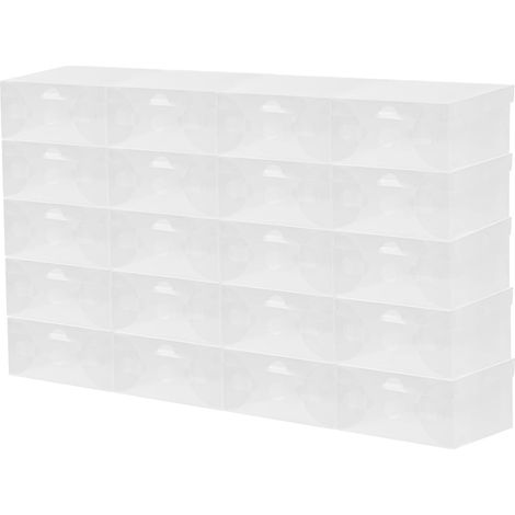 HAUTOUR Lot de 20 boîtes à chaussures transparentes empilables pour chaussures, ceintures, écharpes, chaussettes, cosmétiques, et accessoires de mode pliables et empilables (1/5)