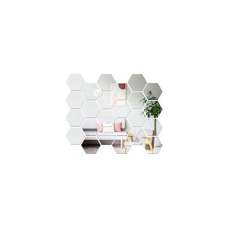 24 Pièces Miroirs Hexagonaux en Acrylique,Feuille de Miroir Flexible Auto Adhésif DIY Art Miroir pour la Salon Chambre Salle de Bains Canapé TV Réglage Décoration Murale (1/5)