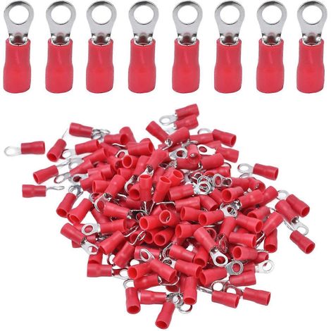 150 cosses à sertir pré-isolées en cuivre et PVC, connecteurs de fils à anneau pour machines, calibre AWG 14-12