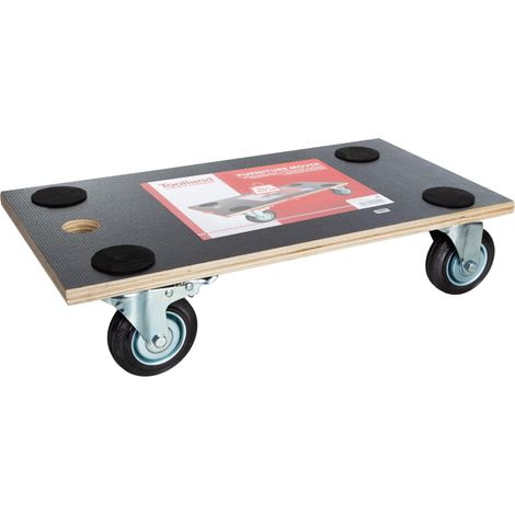 Plateau Roulant Robuste 400 kg pour Meubles, Plateforme antidérapante 57,5 x 30 cm, avec poignée, 4 roulettes Caoutchouc pivotantes et 2 Freins, pour déplacer des Meubles (1/5)