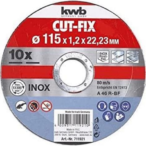 KWB - Set di dischi da taglio per metalli,115 x 1,2 mm, per smerigliatrice (1/3)