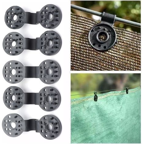 20 Pièces Attaches Filet d'Ombre Noir Fixations Toile Pare-Soleil Pinces Serre Outils Accessoires