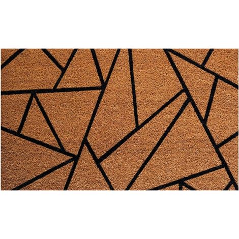 Tappeto di Cocco Naturale, Suola in Lattice 45x75 Cm Grafico Beige - Idmat