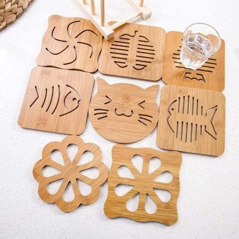 Wooden Placemat, Insulating, Creative, Anti-scalding, for pots, bowls, coasters, set