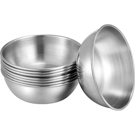 UPKOCH Lot de 8 coupelles à sauce en acier inoxydable, bols à trempette ronds, soucoupes, assiettes à apéritif pour restaurant et maison (argenté) (1/2)