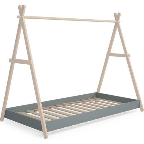 Cama juvenil modelo Teresa acabado cera blanca/verde kaki, 160cm(alto) 104.5cm(ancho) 209.4cm(fondo) (1/4)
