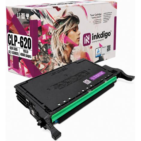 Tóner Inkdigo CLT-C5082L compatible con Samsung CLP-620, CLX-6220FX y CLP-670. Certificado por TÜV. (1/5)