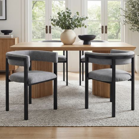 Lot de 2 chaises de salle à manger — confortables et respirantes, adaptées aux salles à manger, salons, cafés et autres espaces dotées de dossiers entièrement rembourrés et d'un revêtement en tissu c (1/5)