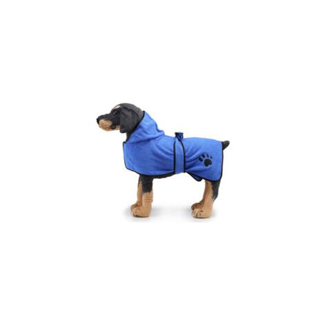 Peignoir de bain pour chien avec patte brodée - Modèle YP06 - Taille L - Microfibre absorbante, lavable, séchage rapide (1/5)