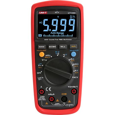 Multimetro digitale autorange UNI-T UT-139A CAT III 600V - Funzioni: tensione DC, tensione AC, corrente DC, corrente AC, resistenza, non contact voltage, true RMS, prova diodi, test di continuità (1/4)